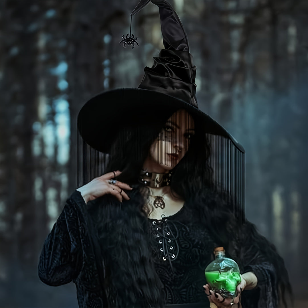 Black Tassel Spider Witch Hat
