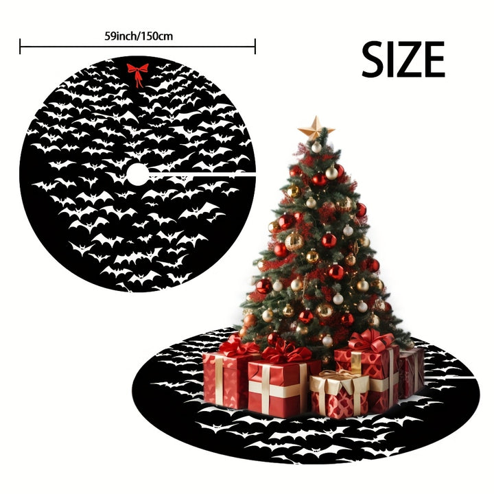 Black and White Bat Christmas Tree Skirt