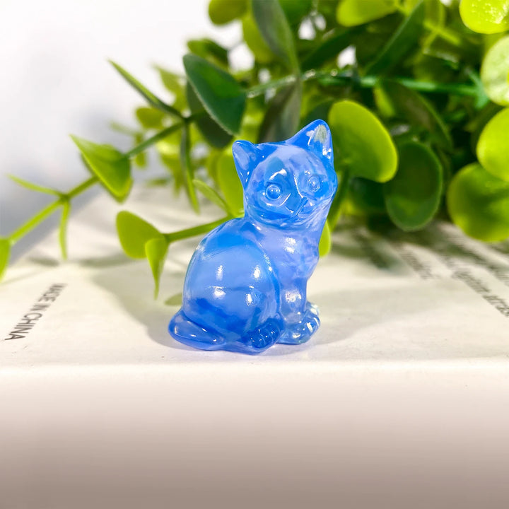Blue Opalite Crystal Cat