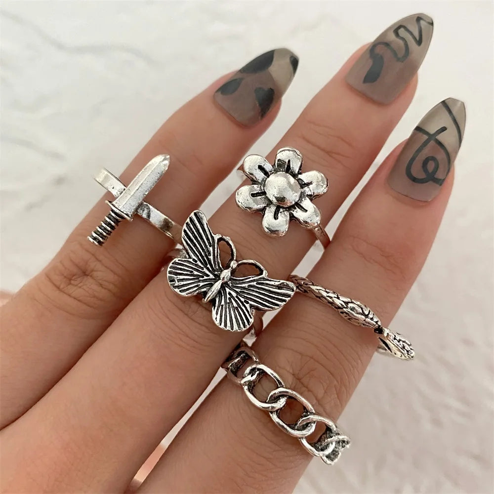 Butterfly Dagger Ring Set