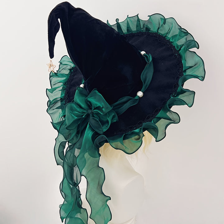Green Bow Witch Halloween Hat