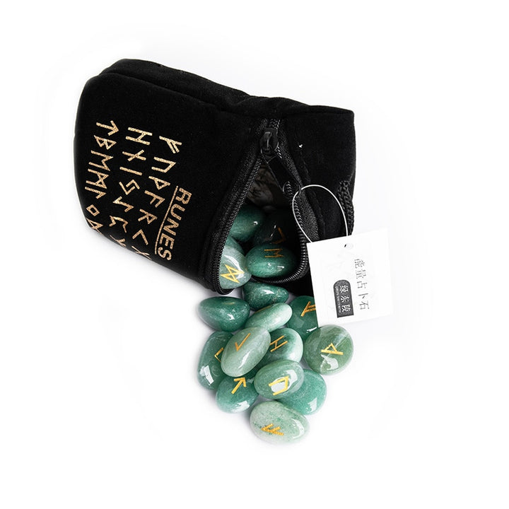 Green Aventurine Crystal Viking Runes