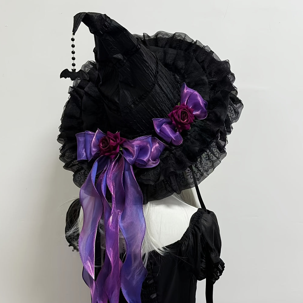 Purple Black Bat Witch Hat