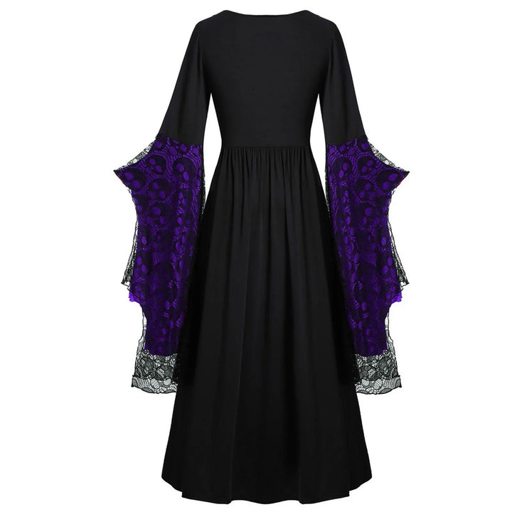 Purple and Black Witch Halloween Dress Costume - Back