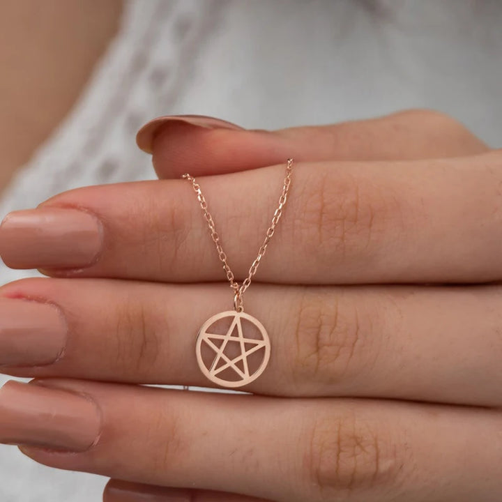 Rose Gold Pentacle Chain Necklace