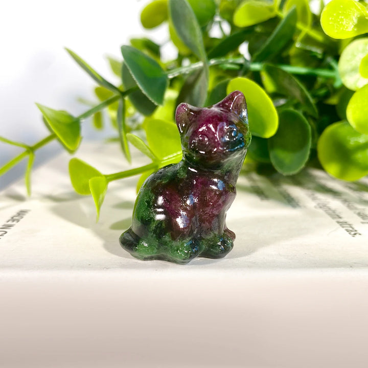 Ruby Zoisite Crystal Cat