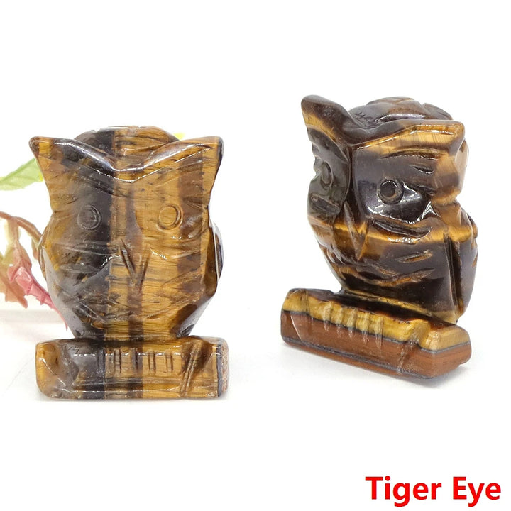 Tigers Eye Owl Crystal Figurine Statue