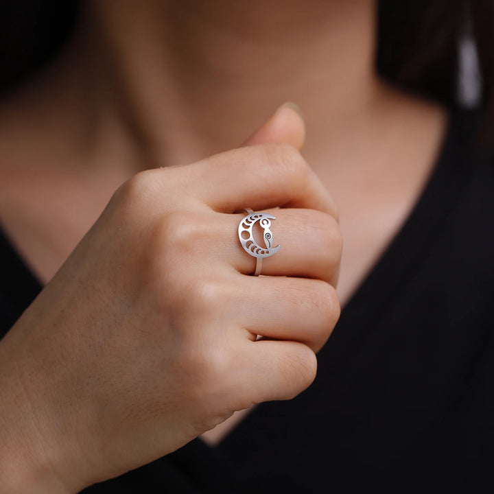 Buy Silver Moon Phase Goddess Ring