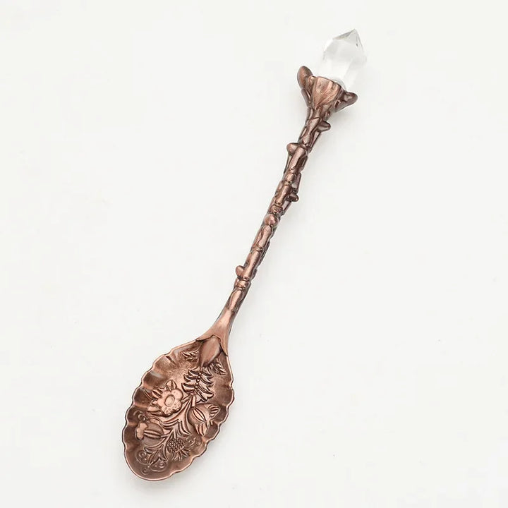 Clear Quartz Crystal Tea Copper Spoons