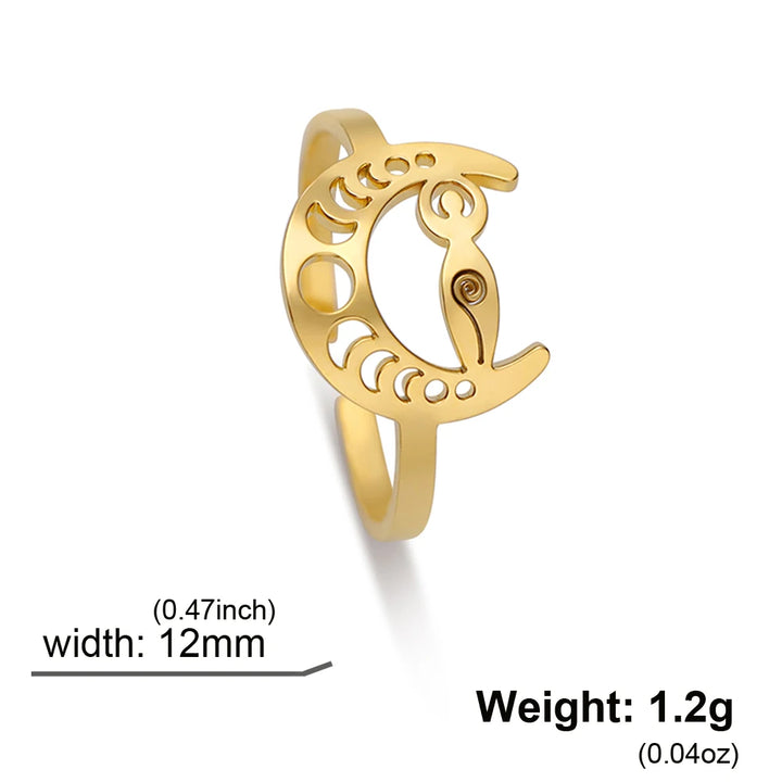 Gold Moon Phase Goddess Ring