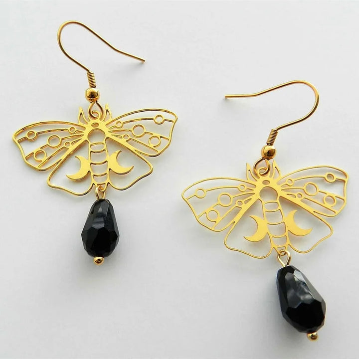 Moth Obsidian Earrings