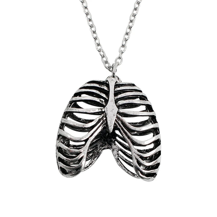 Gothic Rib Cage Silver Necklace