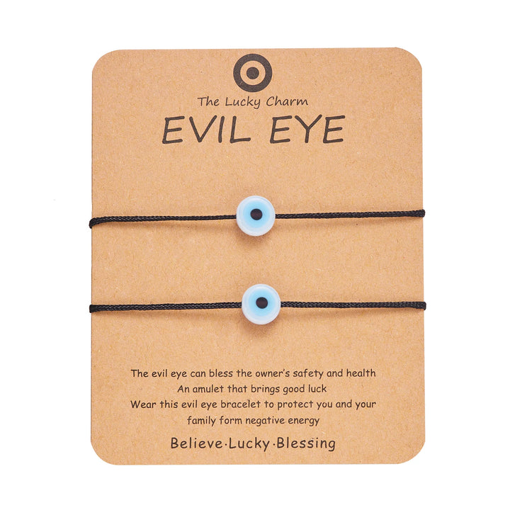 Black Evil Eye Adjustable Bracelet Set