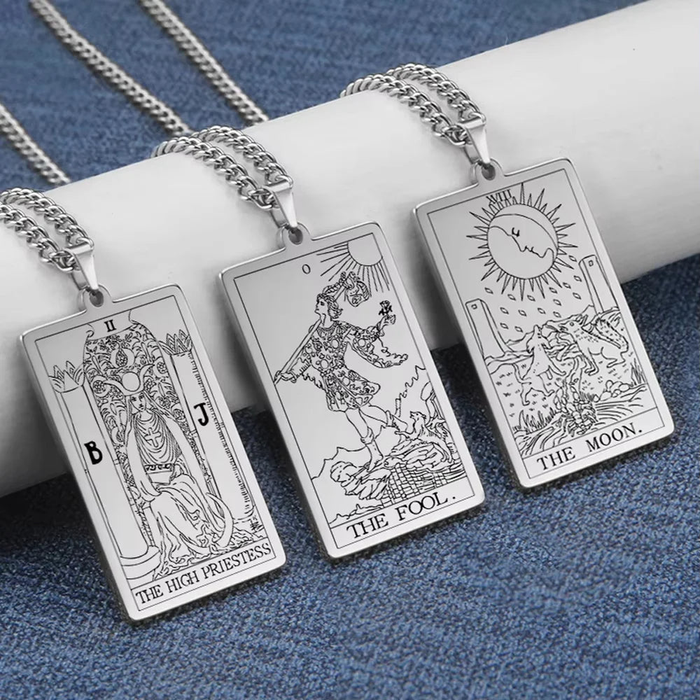 Tarot Card Silver Necklaces
