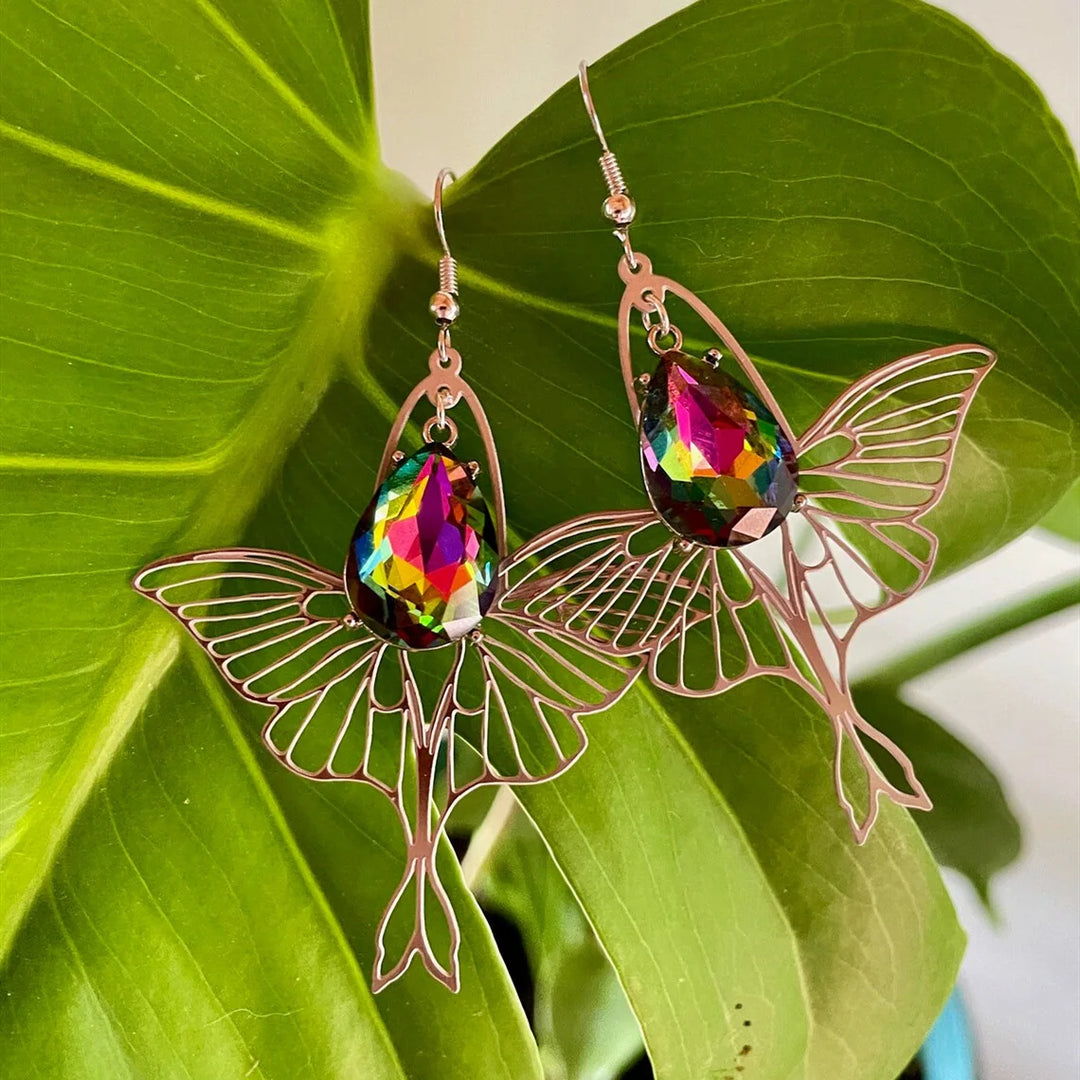 Moth Crystal Earrings
