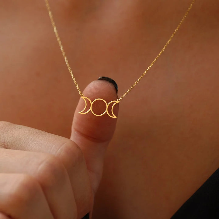 Triple Moon Gold Necklace
