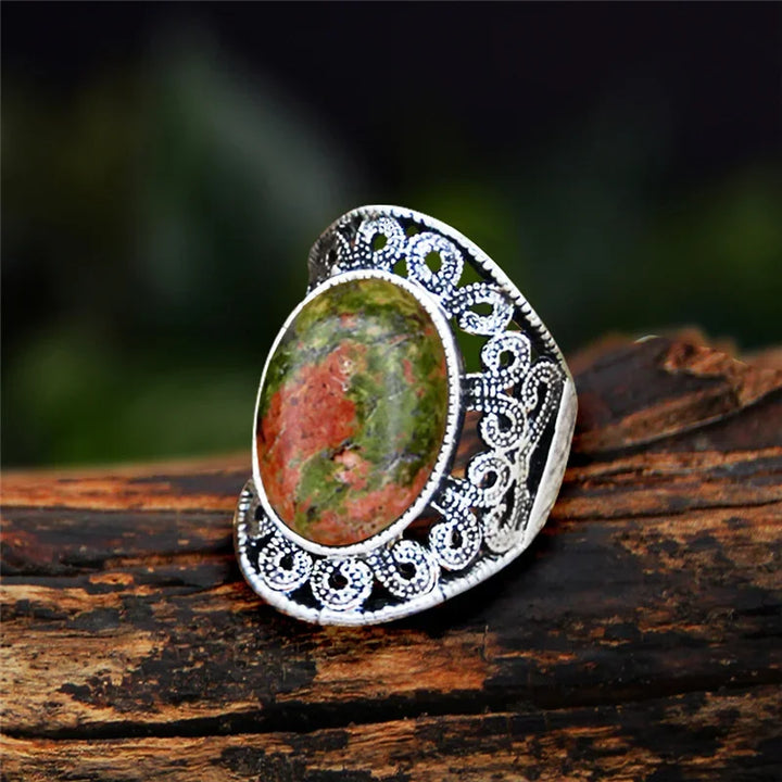 Unakite Oval Vintage Design Rings