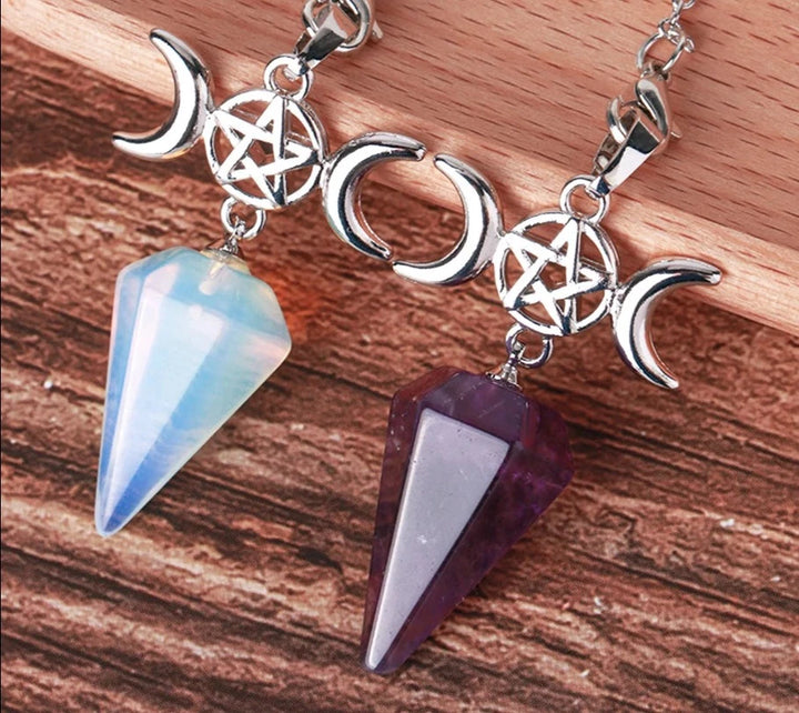 Moon Pentacle Crystal Pendulums