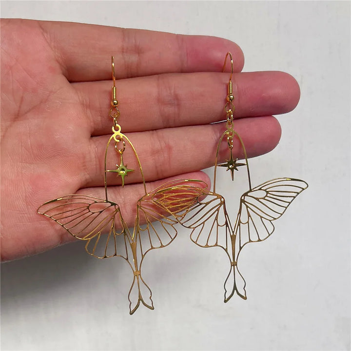 Gold Moth Boho Earrings
