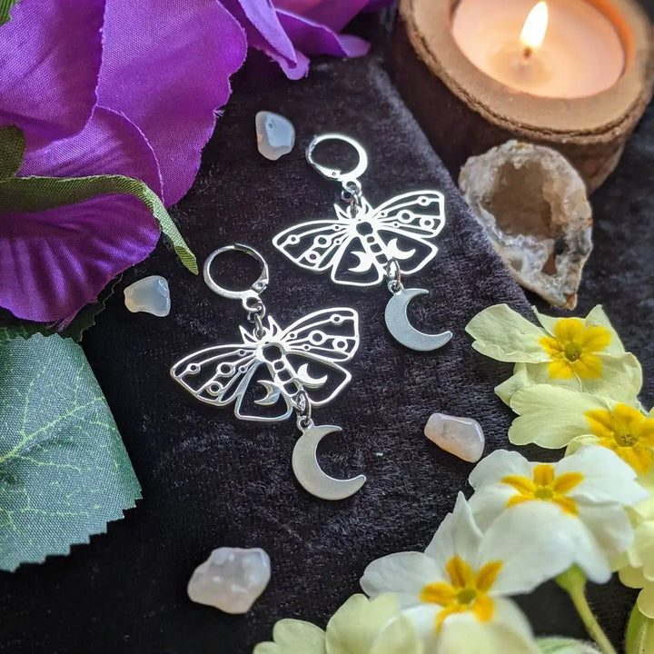 Silver Moth Earrings