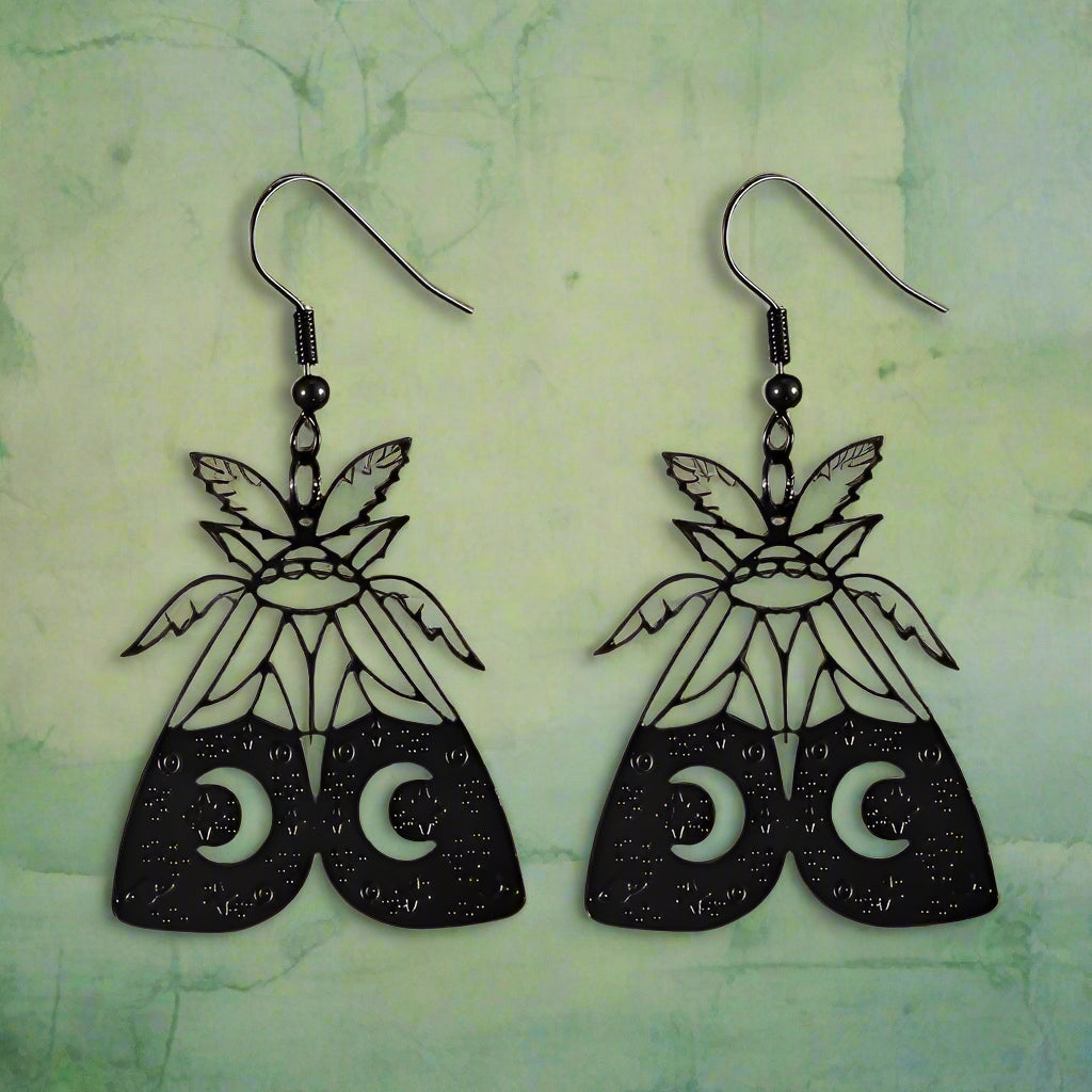 Black Moth Earrings