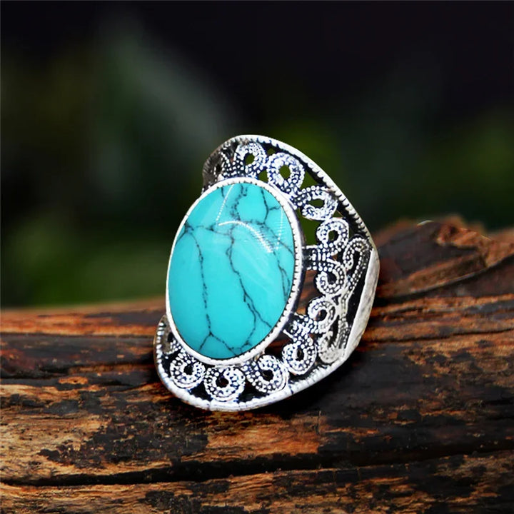 Turquoise Oval Vintage Design Rings