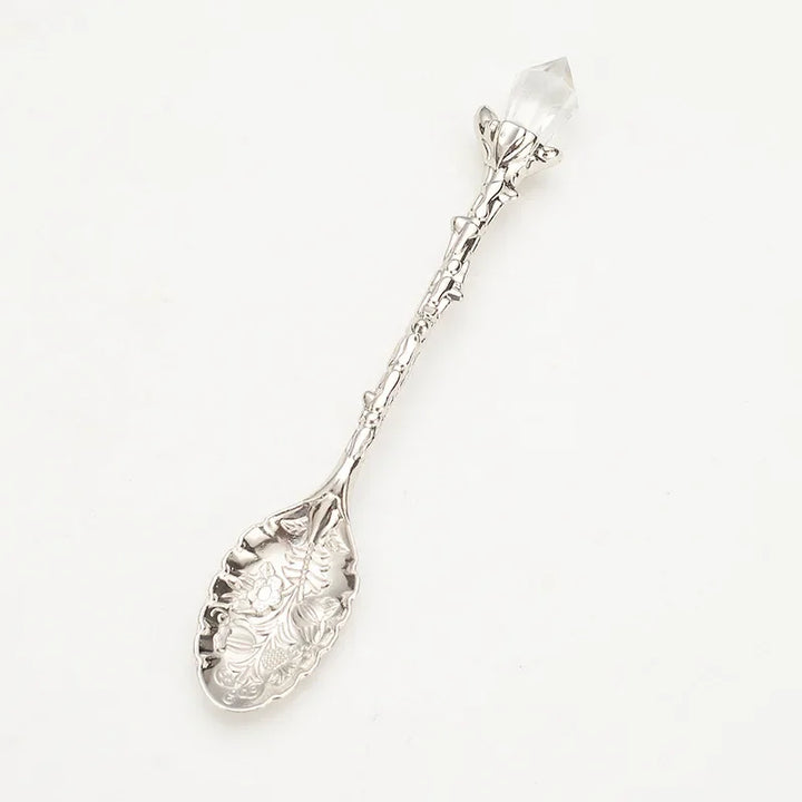 Clear Quartz Crystal Tea Silver Spoons