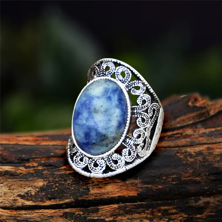 Sodalite Oval Vintage Design Rings