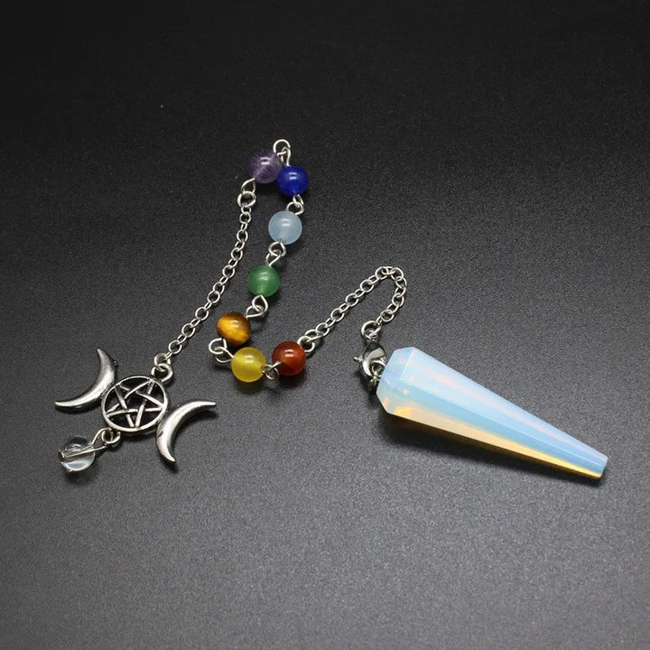 Opalite Triple Moon Pentacle Chakra Pendulums