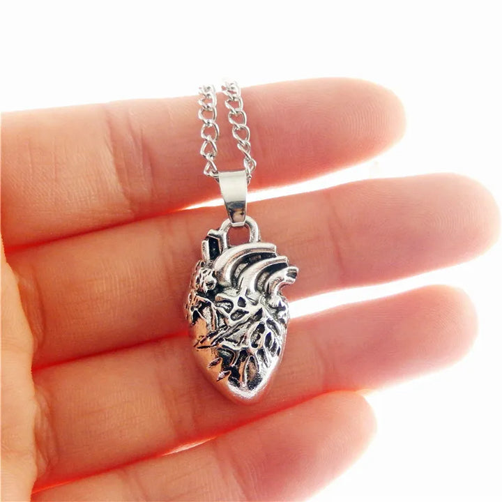 Gothic Heart Silver Necklace