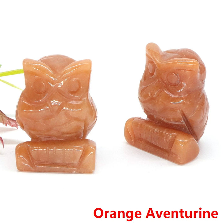 Orange Aventurine Owl Crystal Figurine Statue