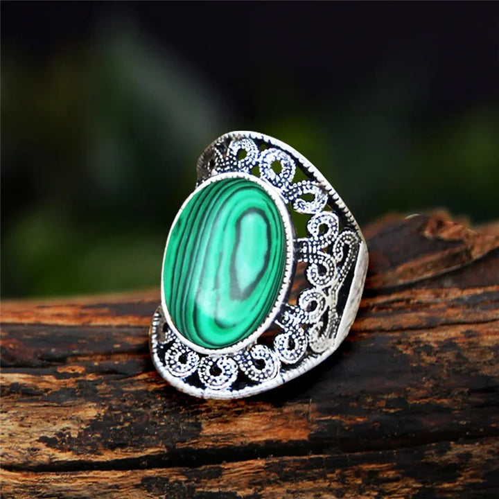 Malachite Oval Vintage Design Rings