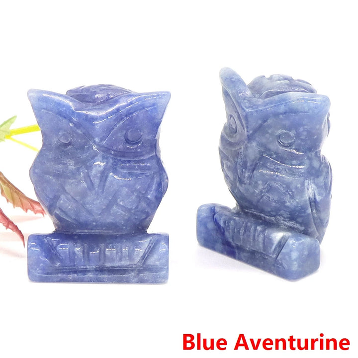 Blue Aventurine Owl Crystal Figurine Statue
