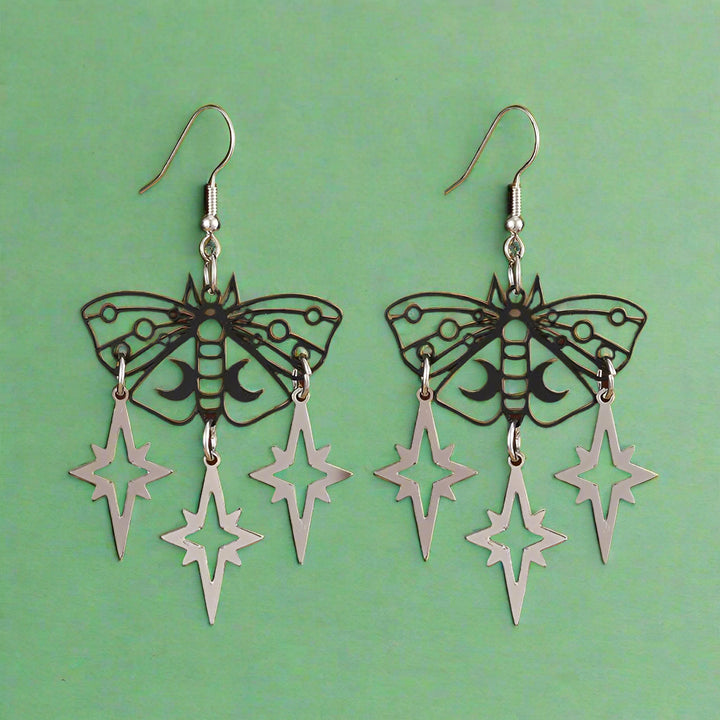 Moth Moon Star Earrings
