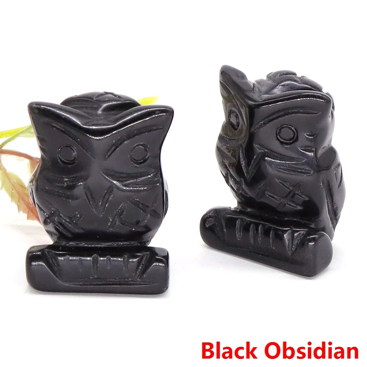 Obsidian Owl Crystal Figurine Statue