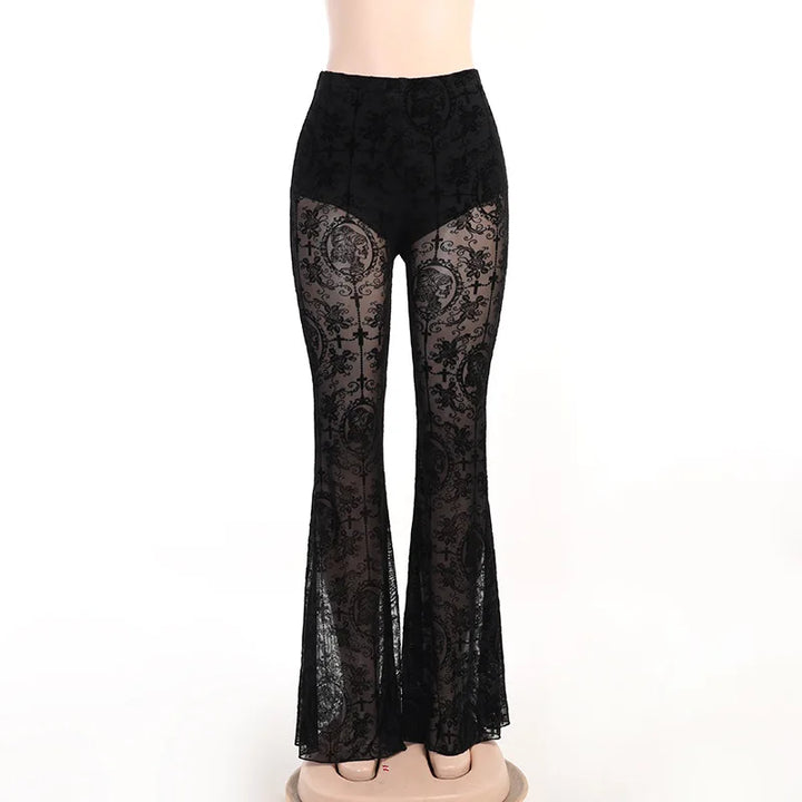 Alt Clothing Lace High Waist Flare Pants