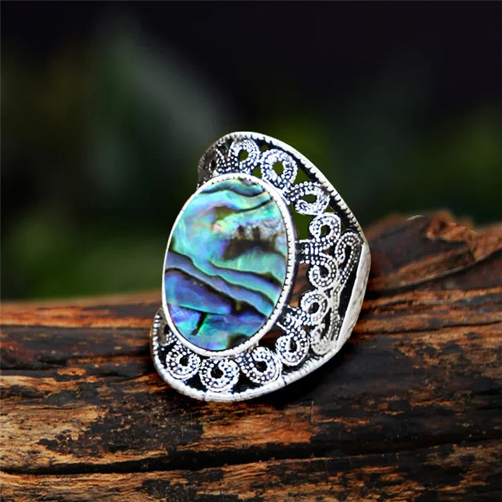 Abalone Shell Oval Vintage Design Rings