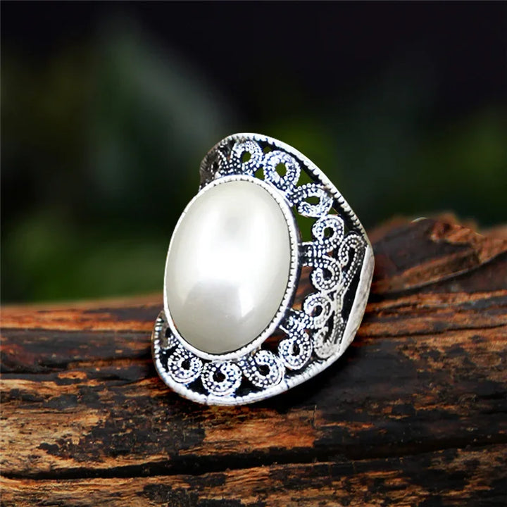 Pearl Oval Vintage Design Rings