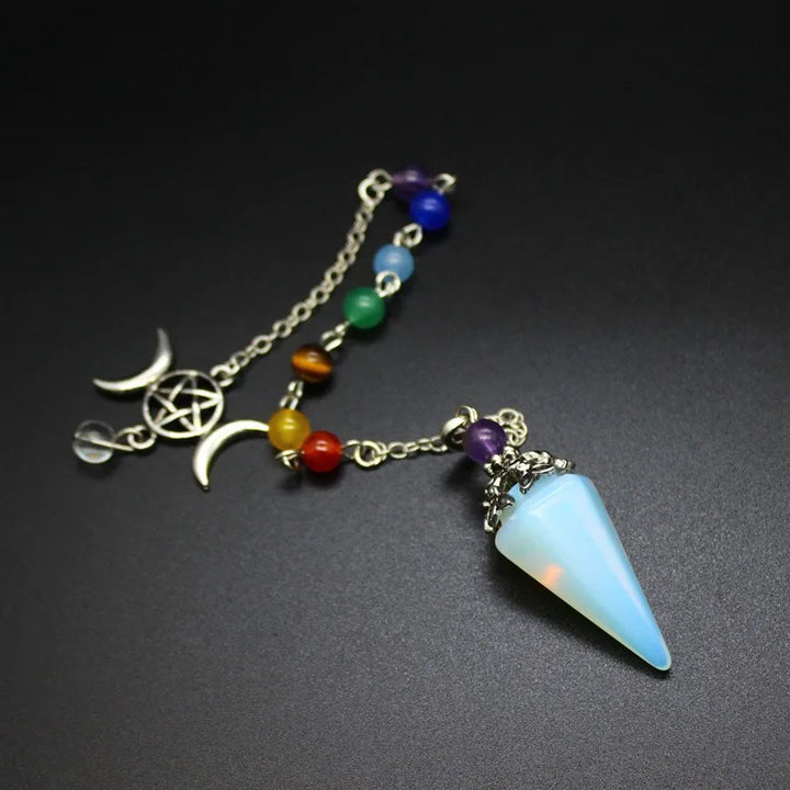 Opalite Triple Moon Pentacle Chakra Pendulums