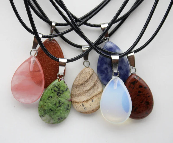 Buy Crystal Stone Teardrop Pendant Necklaces