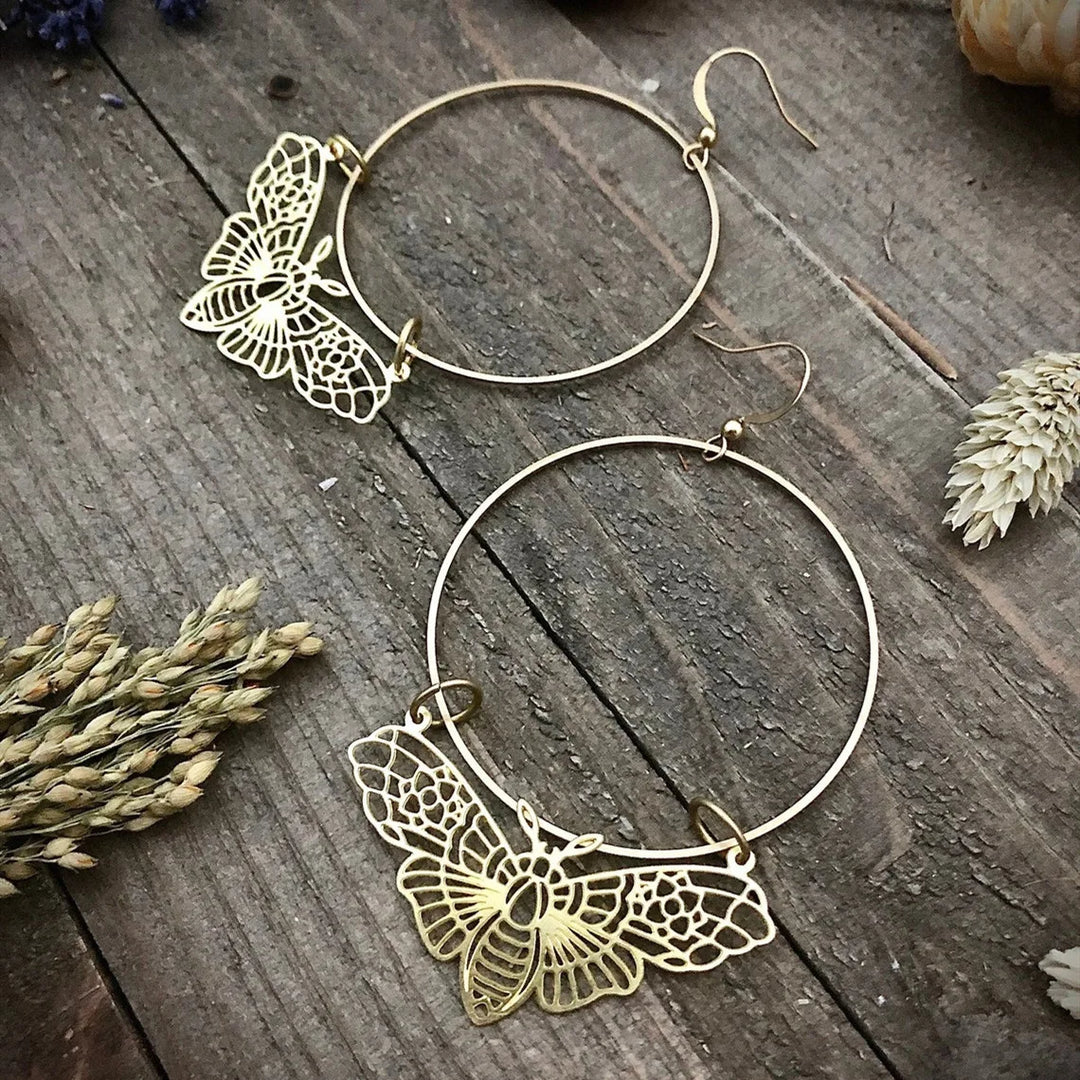 Moth Hoop Earrings