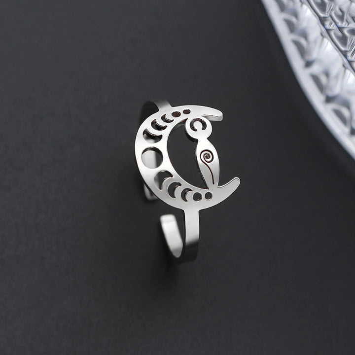 Silver Moon Phase Goddess Ring