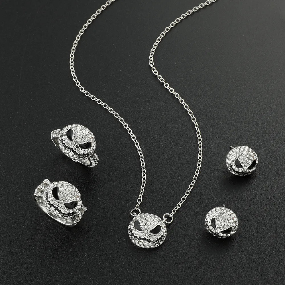 The Nightmare Before Christmas Jewelry Jack Skellington Necklace, Ring, & Earrings