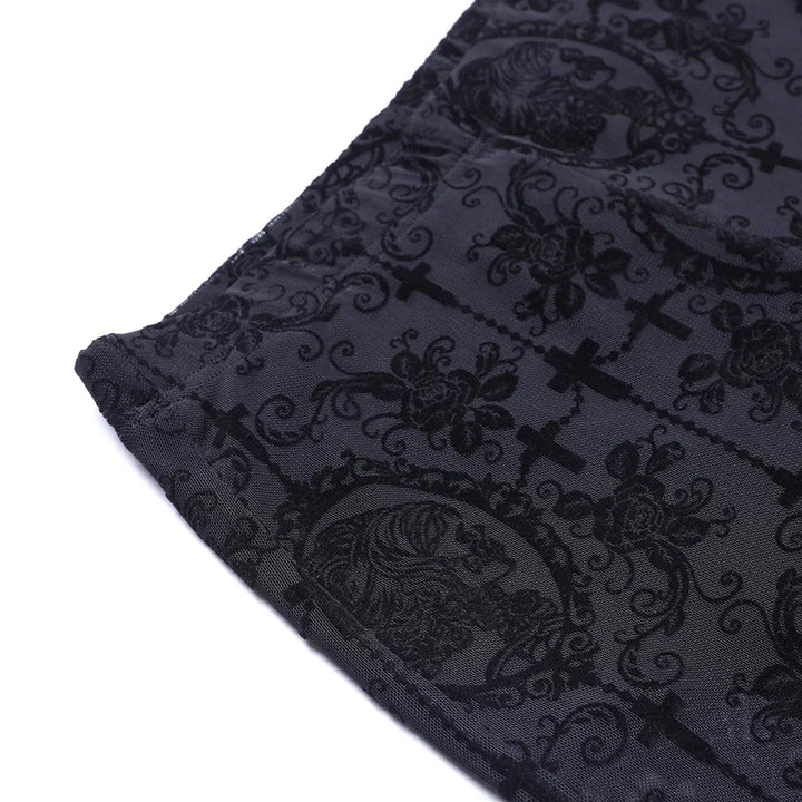 Cross Skull Lace High Waist Flare Pants