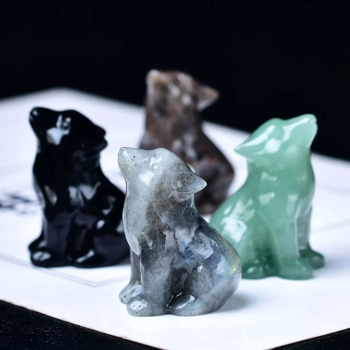 Crystal Wolf Statues