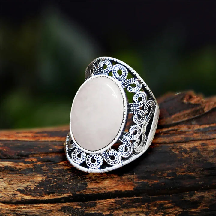 Clear Quartz Oval Vintage Design Rings