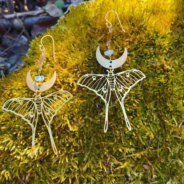 Moth Moon Crystal Earrings