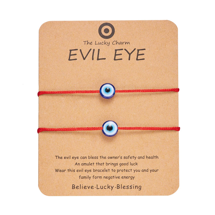 Red Evil Eye Adjustable Bracelet Set