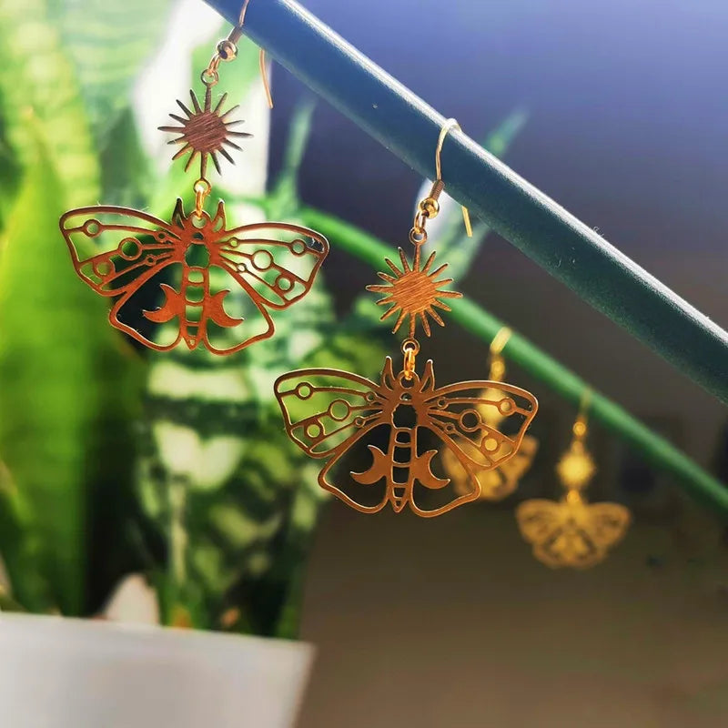 Gold Moth Earrings