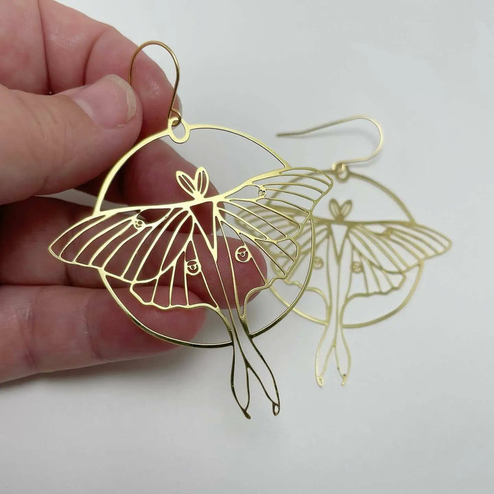Moth Gold Hoop Earrings